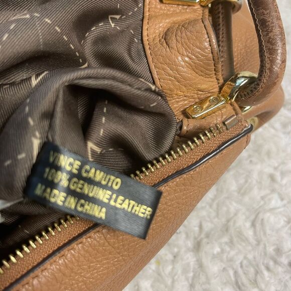 VINCE CAMUTO Toasted Tan / Light Brown Pebbled Leather Hobo Shoulder Bag - Picture 13 of 14